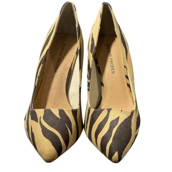 Boston Proper Zebra Print Fabric Upper Pumps Shoes - size 9.5 - Picture 2 of 16